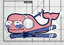 VINEYARD VINES - Skiing Pink Whale Logo Sticker Decal 5" - Authentic