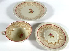 1- Lefton China serving plate cup and saucer glossy delicate floral set