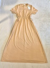 Brand New Primark Beige Long Maxi Dress with Drawstring Waist - Size S (10-12)