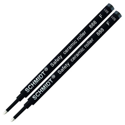 Schmidt German Roller Pen Black Refill Safety Ceramic Roller 888 F 2 Pieces