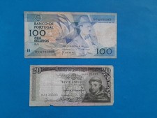 1 x 20+100 Escudos Portugal / Geldschein Banknote von 1964/88