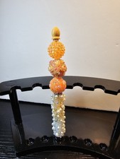 Handcrafted Rhinestone Acrylic Beaded Stylus Sparkly Bling Orange