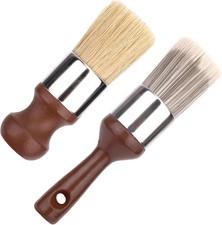 2pc Furniture Leather Wood Wax Brush Soft Bristle Comfort Handle Brown