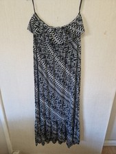 Black And White Strapless Maxi Dress. Size 12. Stretch Jersey Fabric VGC