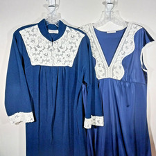 VTG 1970's Vanity Fair Sapphire Full Length Zip Housecoat S /Nightgown M Bundle