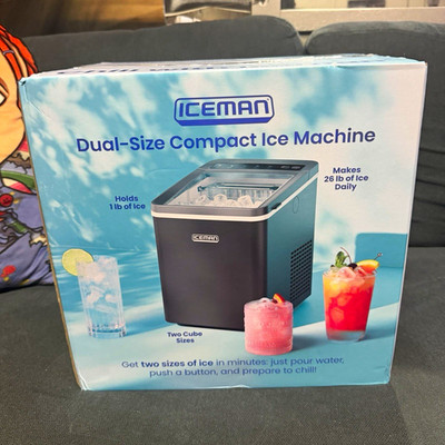 ICEMAN Dual-Size Compact Countertop Ice Maker Black 26 lb/Day 1 lb Bin