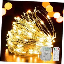 100 LED 33FT Fairy Lights Battery Operated with Remote, Mini Starry Warm White