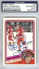 Eddie Johnstone Signed 1984 Topps Card 43 Detroit Red Wings PSA/DNA