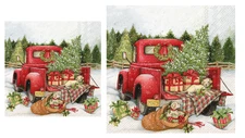 Boston International Cocktail and Lunch Christmas Delivery Napkins, Red Truck