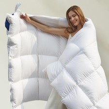 Feather Down Comforter Twin Size All Season White Extra Fluffy Down Duvet Insert