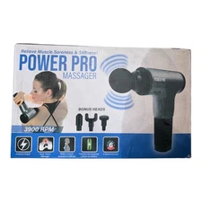 Power Pro Cordless Massage Gun 3900 RPM 6 Speeds Deep Tissue w/ 4 Heads