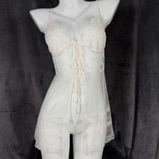 Vintage Victorias Secret Babydoll Slip Lace Sheer Fairycore Coquette Y2K M
