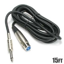 15FT XLR 3 Pin Female to 6.35mm 1/4" Mono Male Mic Microphone Audio Cable Cord