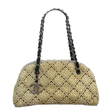 CHANEL Mademoiselle Patent Leather Stitch Chain Shoulder Bag Used Vintage Auth