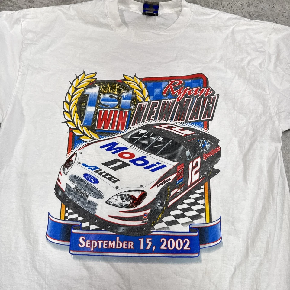 Camisa De Colección Ryan Newman Para Hombres 2XL Blanca NASCAR Racing 1st Win Mobil 12 2000s Foto 2 de 4