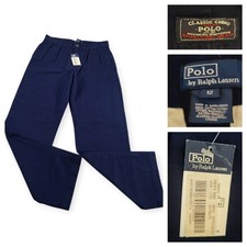 Polo Ralph Lauren Boys Chino Pants 12 Navy Blue Pleated Trousers Vtg Preppy NWT