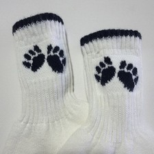 VTG Socks Cheerleading NOS Acrylic Nylon 8.5-11 White Navy 90s USA TCK Paws