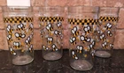 Vintage Rare Anchor Hocking Bumblebee Bee Daisy Print Drinking Glasses Set Of 4