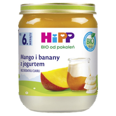 4062300413986 HiPP Mango i banany z jogurtem BIO, po 6. m-cu, 160 g Hipp Polska 