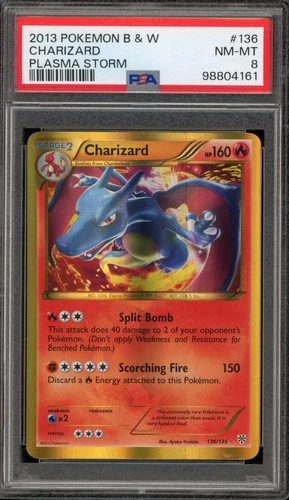Pokemon Charizard Plasma Storm Holo Secret Rare #136 PSA 8
