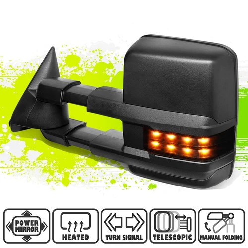 Powered Heated Left Side Tow Mirror Smoked LED Signal for Silverado Sierra 99-02