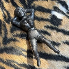 Vintage 10" Naughty Nellie Cast Iron Lady Figural Boot Jack Shoe Remover Tool 