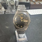 Seiko 5 Automatic Wristwatch Black Dial Day Date Steel Bracelet 21J Vintage