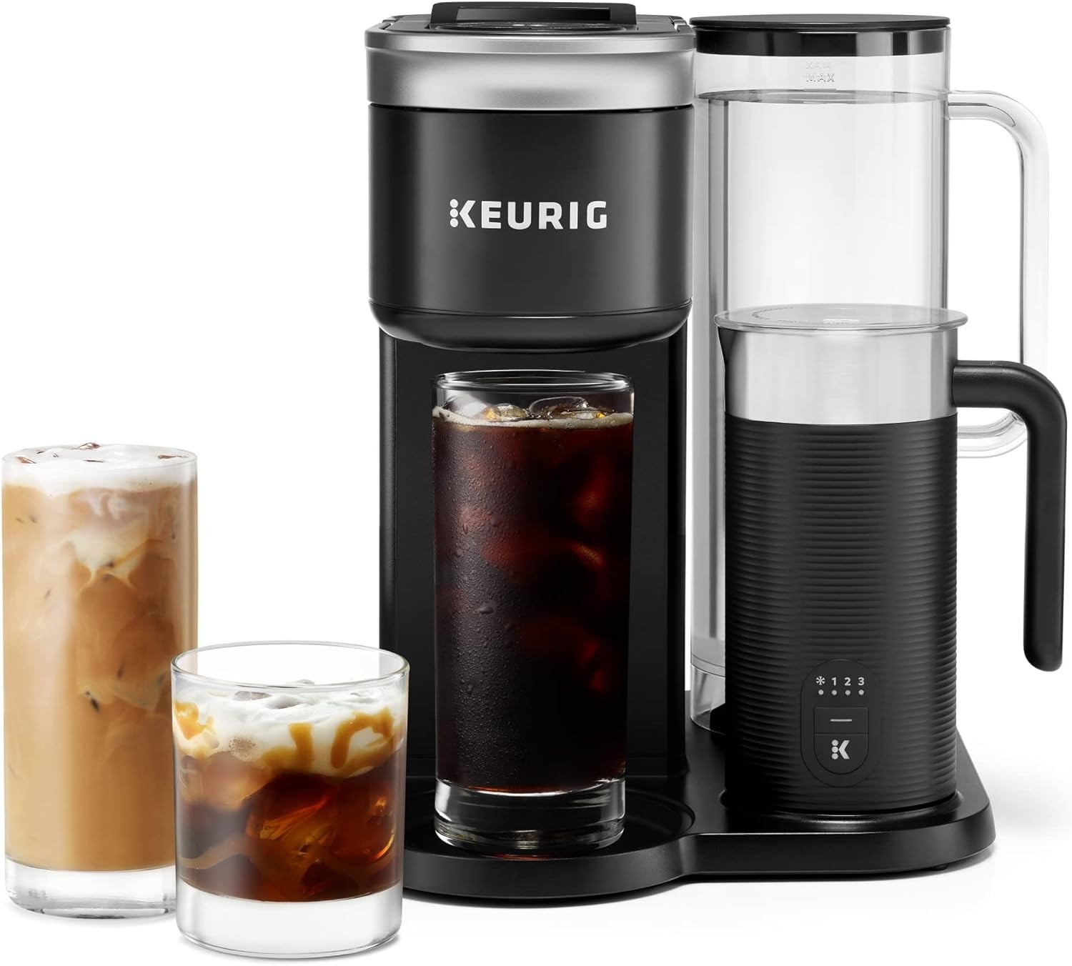 Single Serve K-Cup Coffee Maker with Frother & App Control - Black Elegance