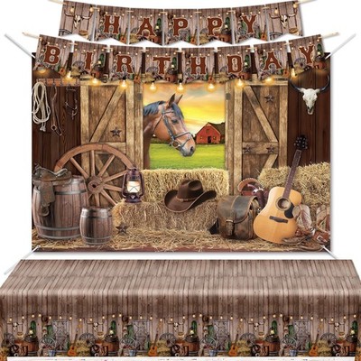 Western Cowboy Birthday Party Supplies Cowboy Party Decorations Include Happy Bi