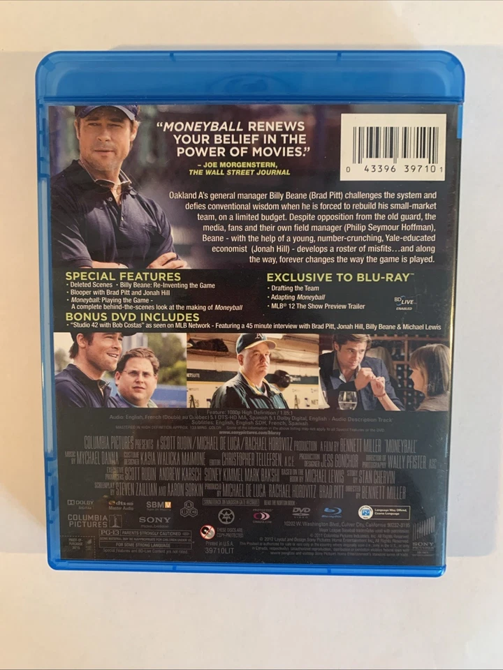 Moneyball (Three-Disc Blu-ray/DVD Combo Pack Including Bonus DVD) [B - GOOD - Image 2 of 2