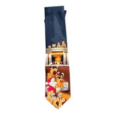 Festive Santa  Reindeer Fireplace Polyester Tie Novelty Christmas Neckwear