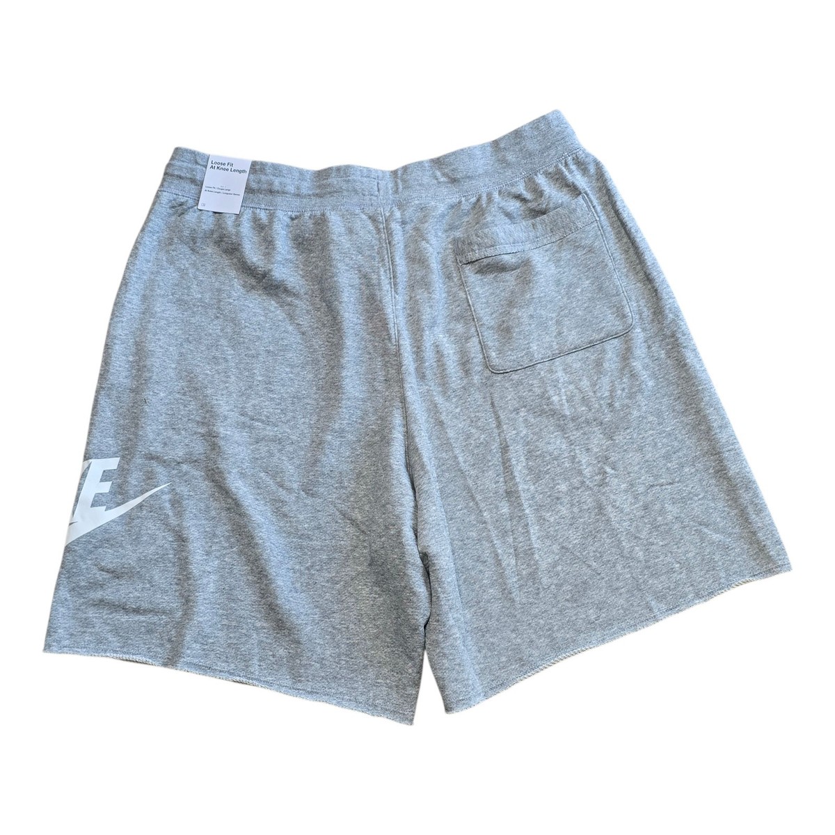 Nike Alumni French Terry Shorts Loose Fit Knee Length Gray Mens