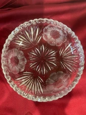 Vintage American Brilliant Cut Crystal Glass Saw Tooth Rim Candy Dish Bowl