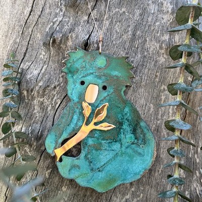 KOALA Copper Verdigris Christmas Ornament Handcrafted AZ Zoo Dos Damas Designs
