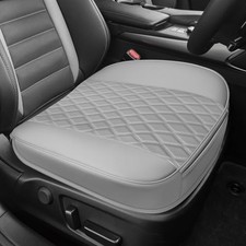 Full Gray Leather Front Car Seat Cover - Anti-Slip Bottom Covers - Full Gray