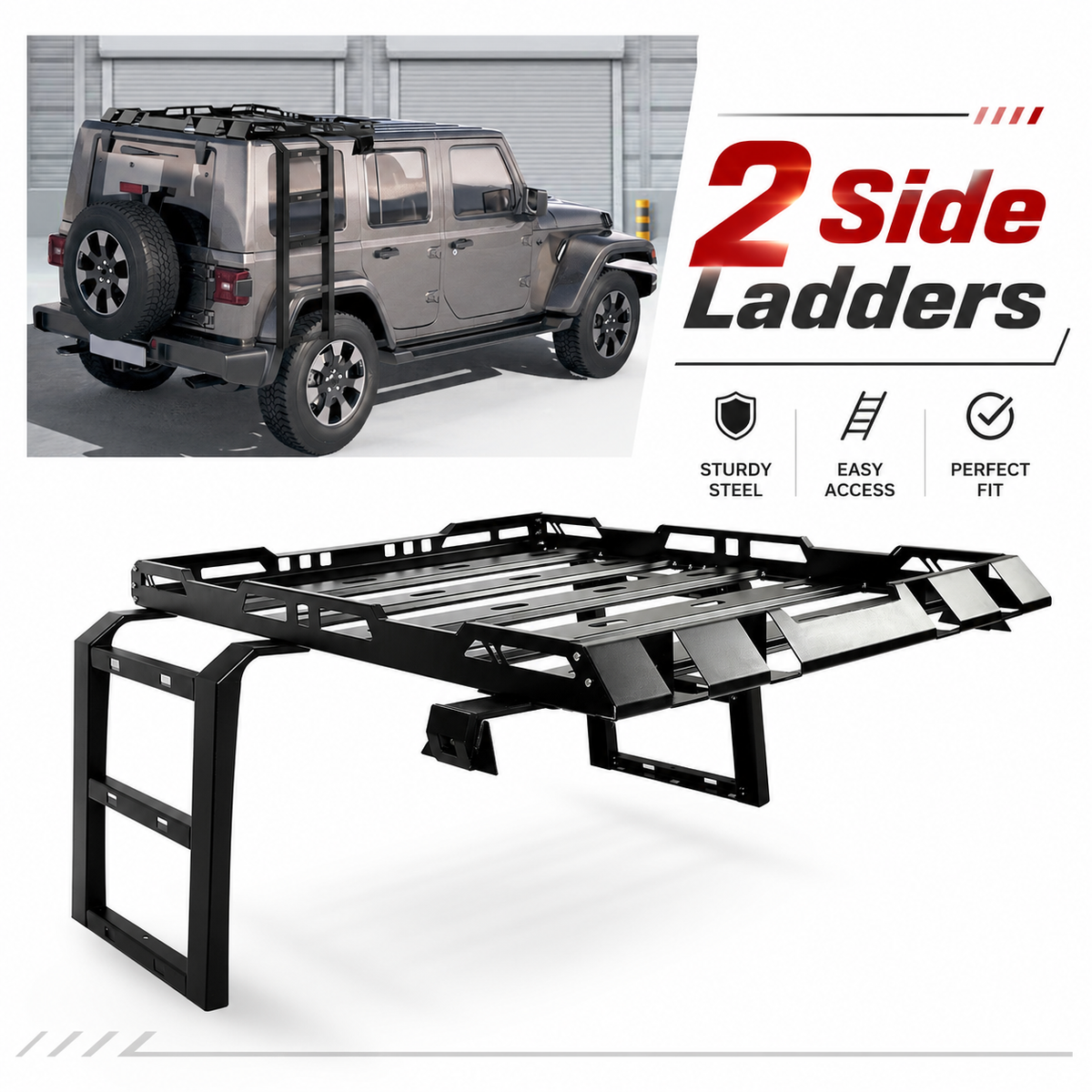 2007-2018 Jeep Wrangler JK Roof Rack Luggage Carrier Cargo 2 Side