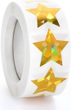500 PCS Holographic Gold Star Stickers, 1 inch Self 1,