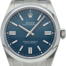 ROLEX Oyster Perpetual 41 Watch in Med Blue 134300 Stainless Steel mensWatch...