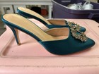 teal satin Coutgo mules Sz 41 — photo 2