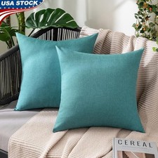 Waterproof Solid Euro Sham Pillow Covers 2 Pack Durable Polyester Zippered Decor