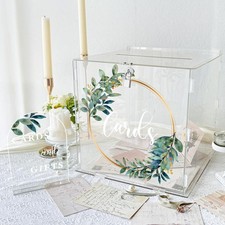 Large Wedding Card Box 12x12x12 Inch Acrylic Money Gift Envelope Reception Decor