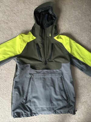 VOLCOM Mens Snowboard Snow - BRIGHTON PULLOVER JACKET - Green Yellow Combo