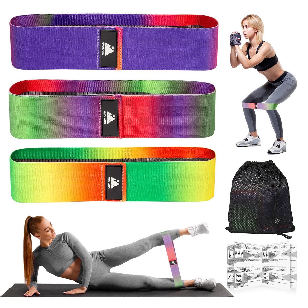 3er-Set Gymnastikband Fitnessband Widerstandsband Übungsband Fitnessbänder