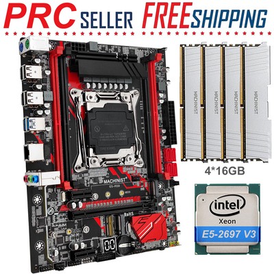 X99 RS9 Motherboard Xeon E5 2697 V3 CPU LGA 2011-v3 64GB DDR4 2133 MHz RAM Combo
