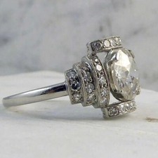 Vintage Art Deco Style 2.00Ct Round Cut Lab-Created Diamond Ring In 925 Silver