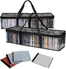 CD Storage Bags Set of 2 Clear PVC Media Holder Case 96 CDs with Handles Bag New