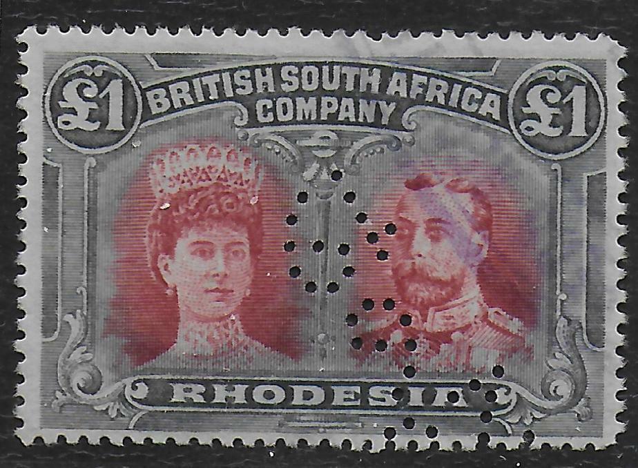 Rhodesia stamps 1910 price SG Omaha Mall 179 VF Black Perf Fiscal CANC