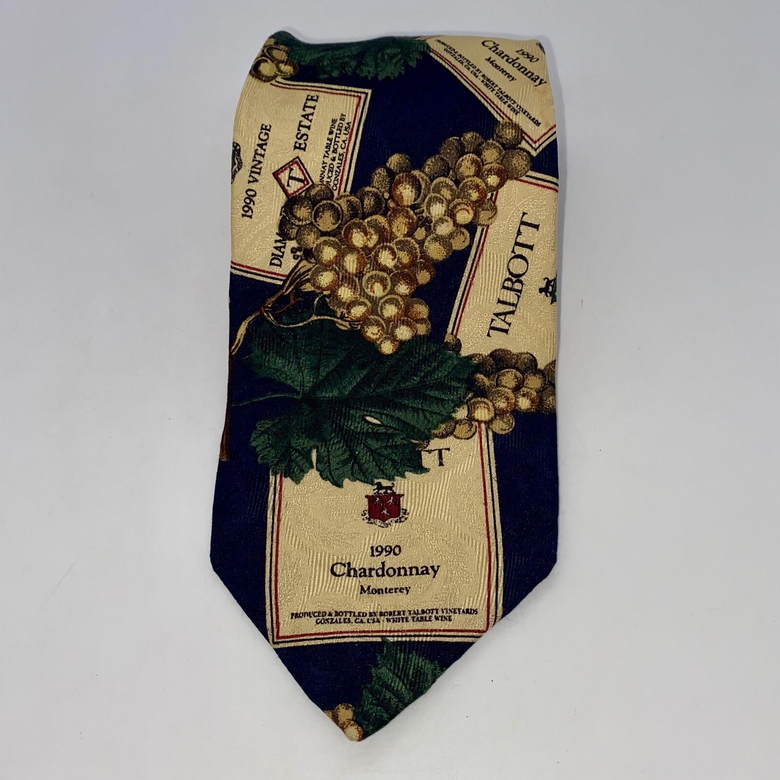 Robert Talbott Parisian Chardonnay Label Neck Tie Silk USA Made EUC 58