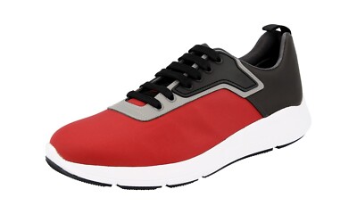 PRADA Nylon ROTER STREIFEN LINEA ROSSA Sneaker 4E3148 Scarlatto NEU -  9 43