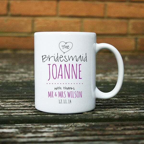 Personalised Bridesmaid Wedding Mug Gift Idea For A Thank You Present Formal